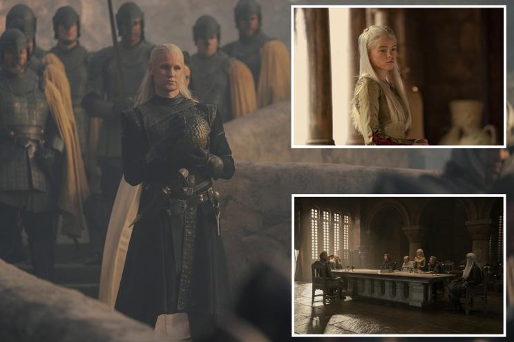 Matt Smith as Daemon Targaryen in "House of the Dragon." Right: Milly Alcock as Rhaenyra Targaryen.