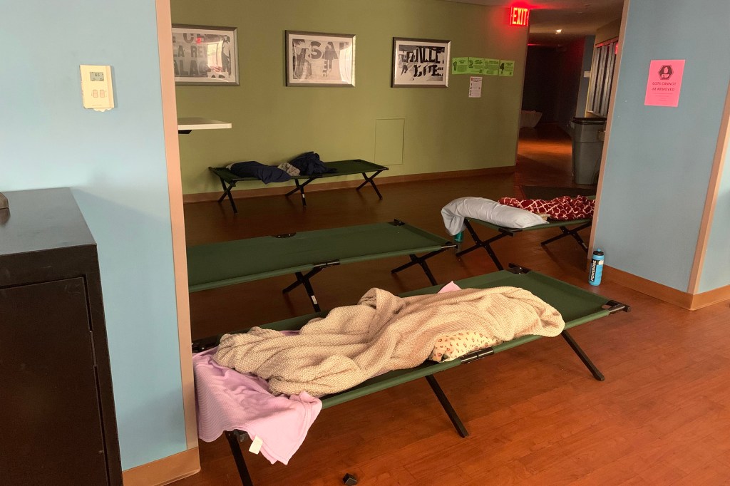 Students can sleep on cots in common areas that have AC