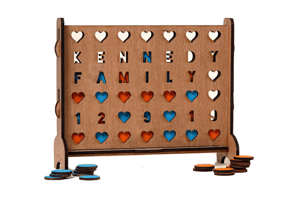 Personalized Hearts Four-Across Game