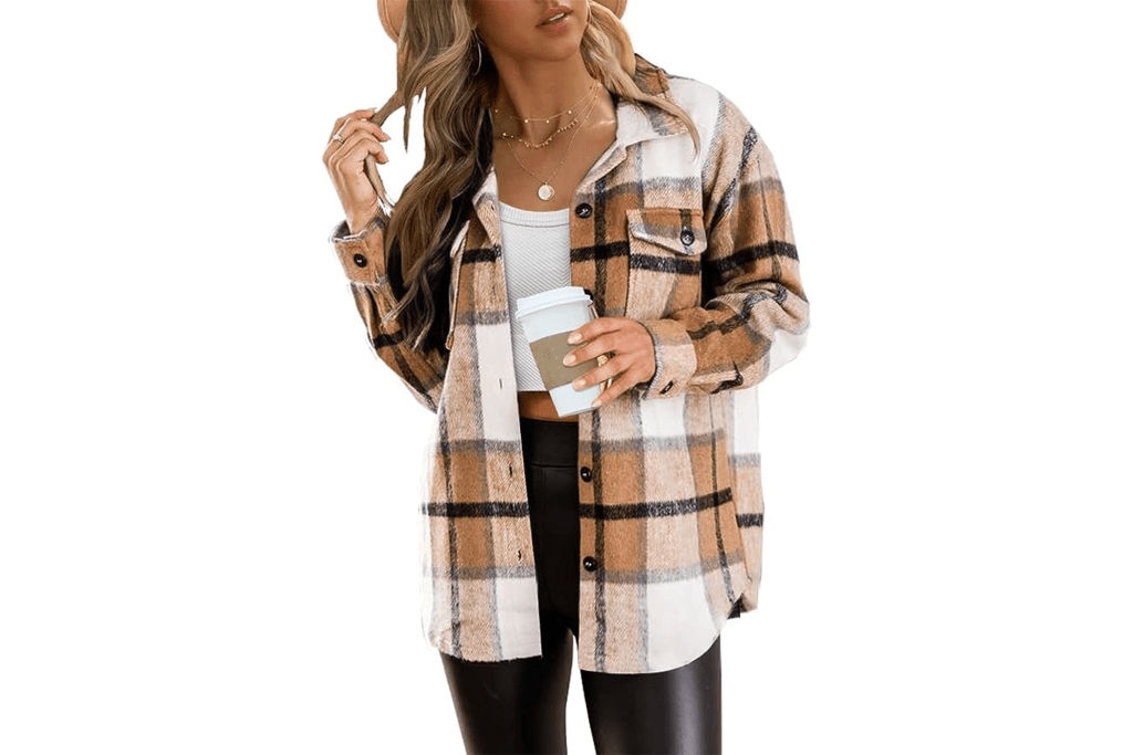 AUTOMET Casual Flannel Plaid Shacket