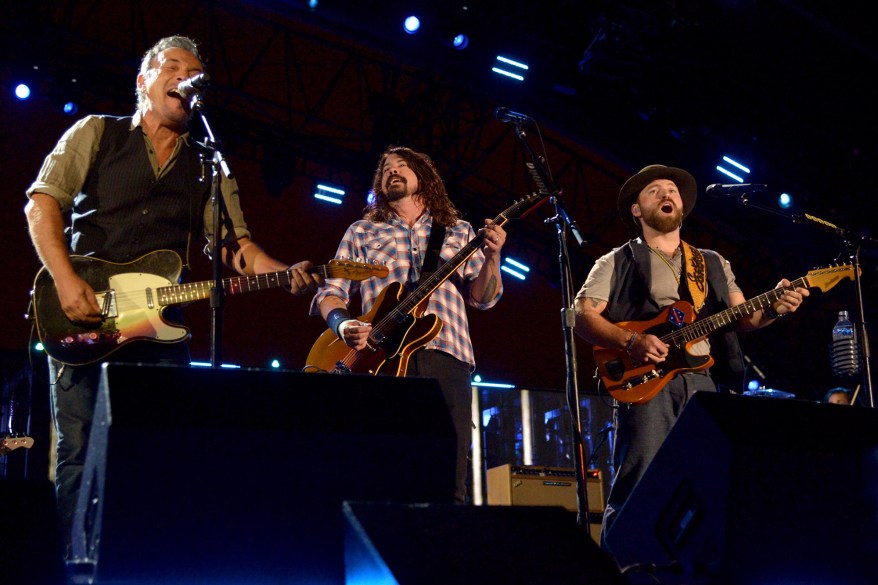 Bruce Springsteen, musician Dave Grohl and musician Zac Brown perform onstage during "The Concert For Valor" at The National Mall on November 11, 2014 in Washington, DC.