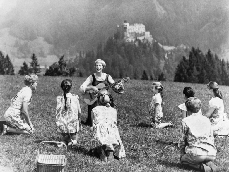 Julie Andrews with the cast of "The Sound of Music"(1965)- the musical film that won Andrews the Golden Globes Best Actress award.