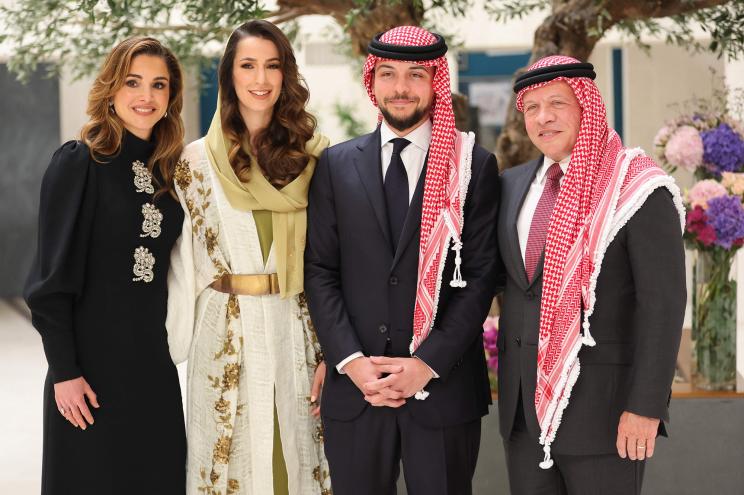 Among the highly anticipated weddings within the Jordanian royal family is that of Jordan's Crown Prince Hussein (second from right) -- son of Queen Rania and King Abdullah -- and Rajwa Khaled bin Musaed bin Saif bin Abdulaziz Al Saif (second from left).