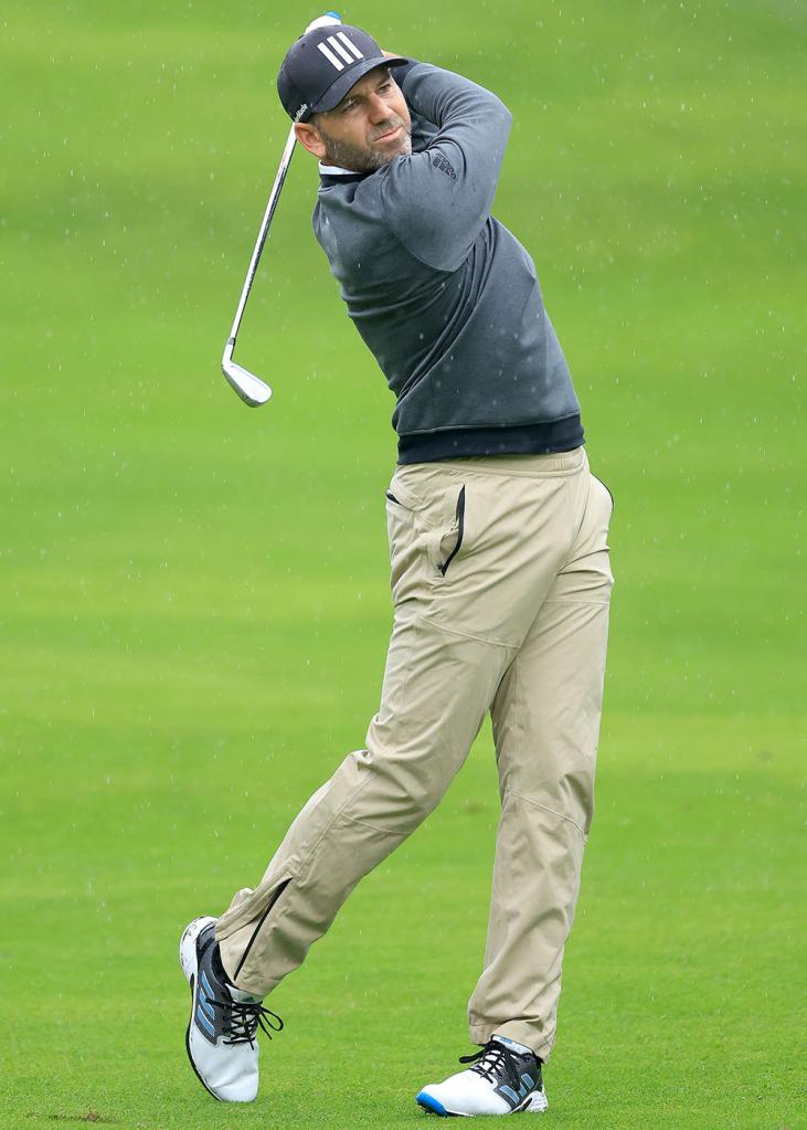 Sergio Garcia of Spain plays his second shot on the fourth hole during the first round of the 2022 BMW PGA Championship at Wentworth Golf Club on September 08, 2022 in Virginia Water, England.