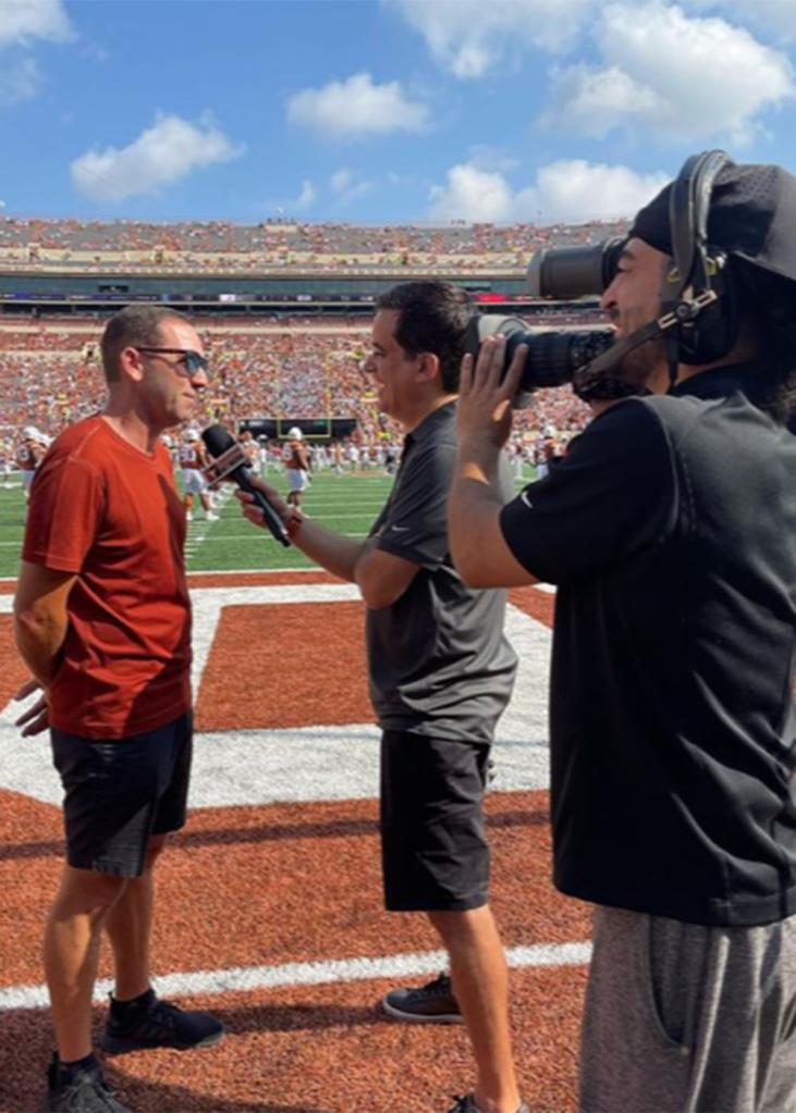 Sergio Garcia and his wife Angela Akins Garcia at a Texas-Alabama game at Darrell K Royal Memorial Stadium in Austin, Texas on Saturday, September 10, 2022.