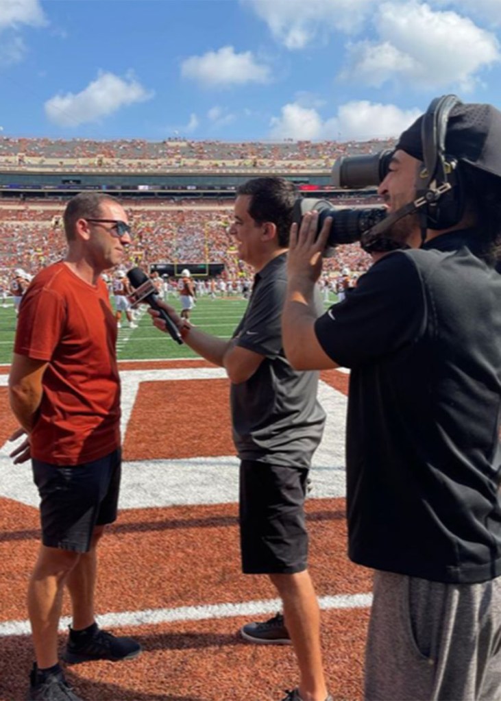 Sergio Garcia and his wife Angela Akins Garcia at a Texas-Alabama game at Darrell K Royal Memorial Stadium in Austin, Texas on Saturday, September 10, 2022. 