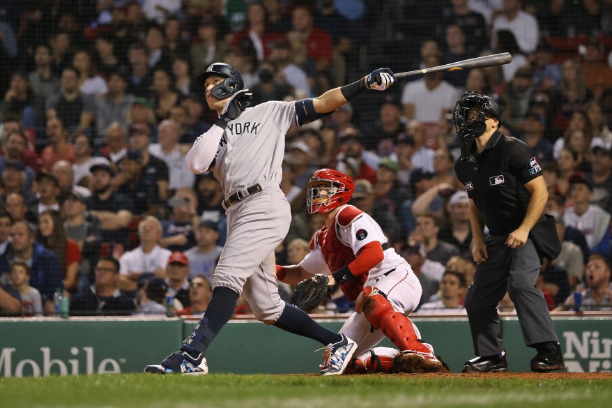 57 - Aaron Judge hits his 57th homer of the season and 2nd of the game, in the 8th inning, Sept 13.