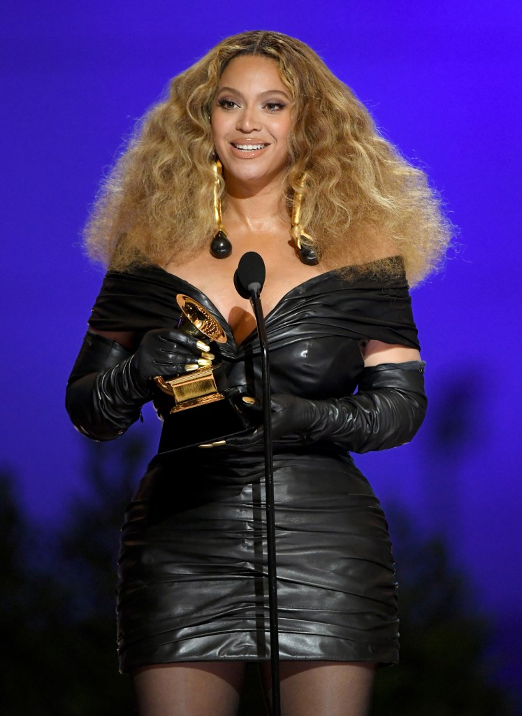 Beyoncé accepts the Best R&B Performance award for 'Black Parade' onstage during the 63rd Annual GRAMMY Awards at Los Angeles Convention Center on March 14, 2021 .