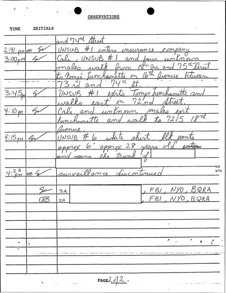 A picture of one of the files related to the late Gambino mafia boss, Frank Cali.