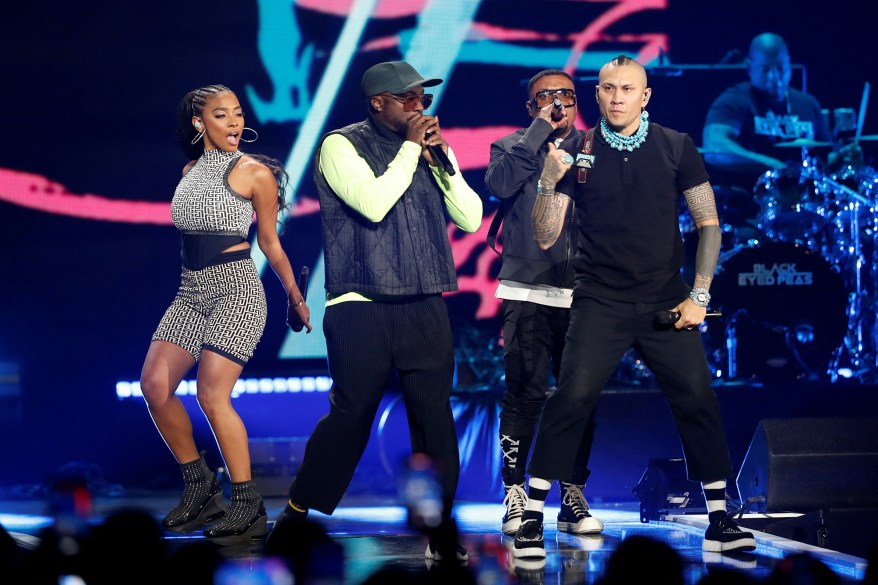 J. Rey Soul, will.i.am, apl.de.ap and Taboo of the Black Eyed Peas sing during the iHeartRadio Music Festival 2022 on Sept. 23, 2022 in Las Vegas.