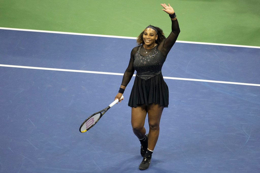 Serena Williams smiles after her second-round victory Wednesday at the 2022 U.S. Open.