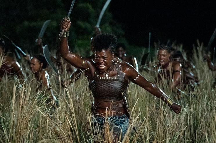 Nanisca (Viola Davis) leads her warriors into battle.