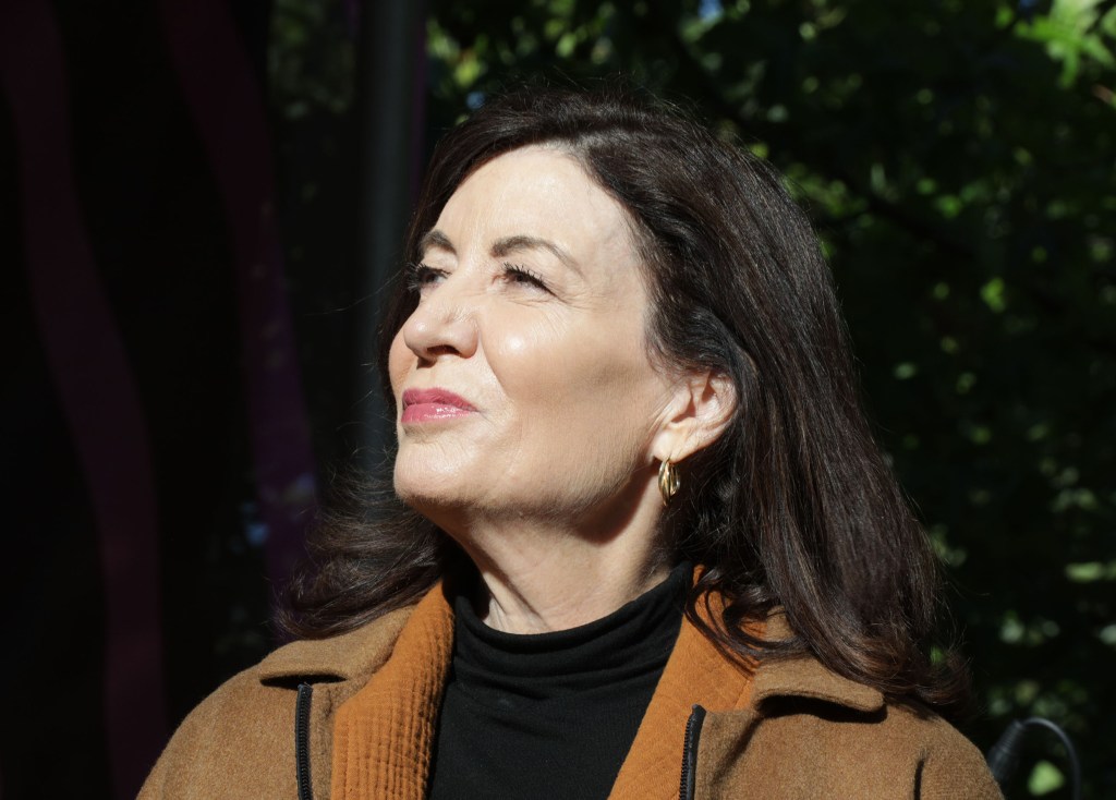 Kathy Hochul greeting People at the Fort Greene Park Lawn at 300 Myrtle Avenue in Brooklyn, NY while campaigning with Attorney General Latisha James.