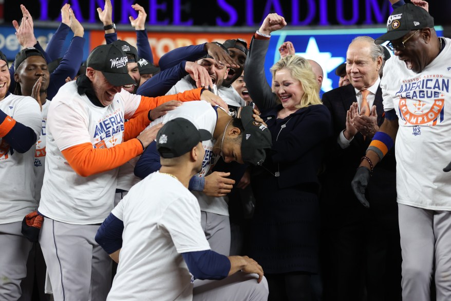 Jeremy Pena is announced as the AL Championship Series MVP after the Houston Astors defeat the New York Yankees in game four to advance to the World Series on Oct. 23, 2022 in New York City.