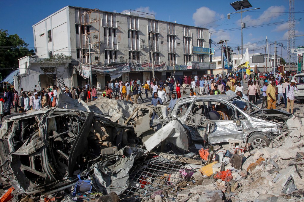 At least 100 people are dead after two car bombs went off in Somalia on Saturday.