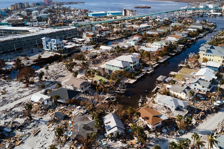 View of damaged buildings in the aftermath of Hurricane Ian in Fort Myers Beach, Florida, on Oct. 6.