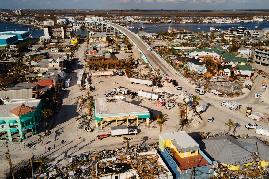 View of damaged buildings in the aftermath of Hurricane Ian on Thursday, October 6, 2022 in Fort Myers Beach, Florida.