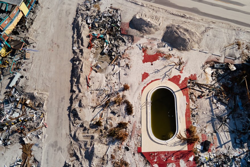 A swimming pool in the aftermath of Hurricane Ian on Thursday, October 6, 2022 in Fort Myers Beach, Florida.