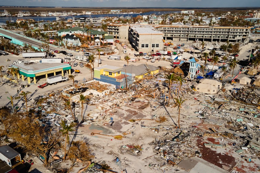 View of damaged buildings in the aftermath of Hurricane Ian in Fort Myers Beach, Florida. Oct. 6, 2022.