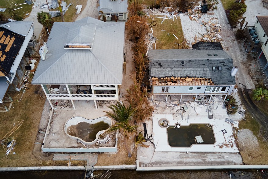 View of destroyed buildings in the aftermath of Hurricane Ian on Thursday, October 6, 2022 in San Carlos Island, Florida.