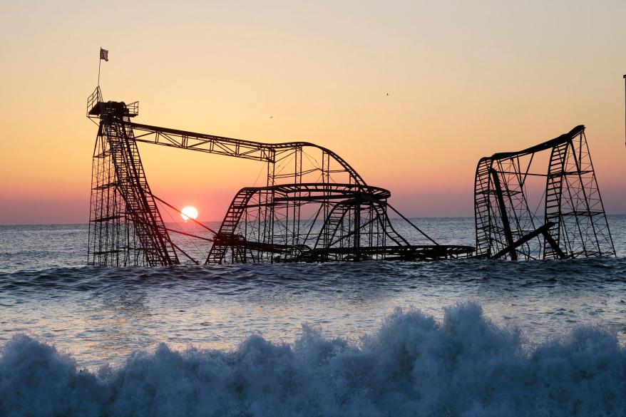 The Jet Star Roller Coaster, which sat in the ocean after part of the Funtown Pier was destroyed during Superstorm Sandy.