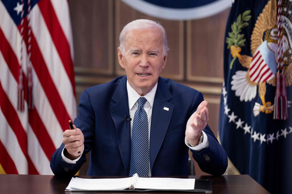 President Joe Biden delivers virtual remarks at the Summit on Fire Prevention and Control from the South Court Auditorium of the White House in Washington, DC, on October 11, 2022.