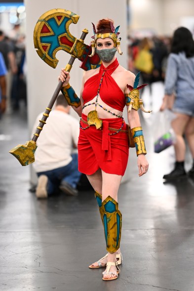 A cosplayer poses during New York Comic Con