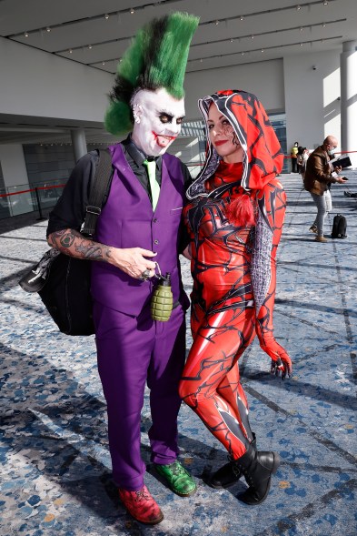 Cosplayers pose during New York Comic Con