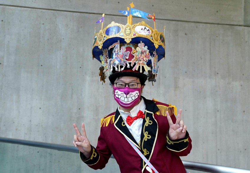 A cosplayer arrives for the first day of the New York Comic Con