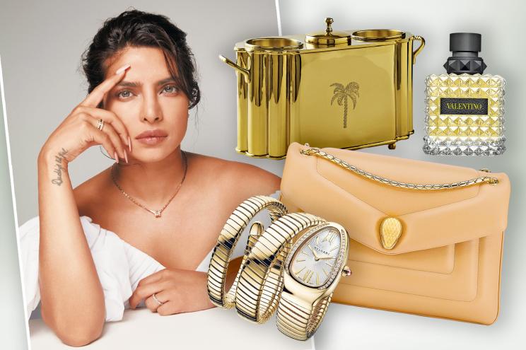 Side by side of Priyanka Chopra and some of her favorite things.