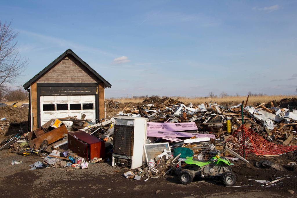 A picture of debris on Fox Beach Ace in Staten Island after Hurricane Sandy.