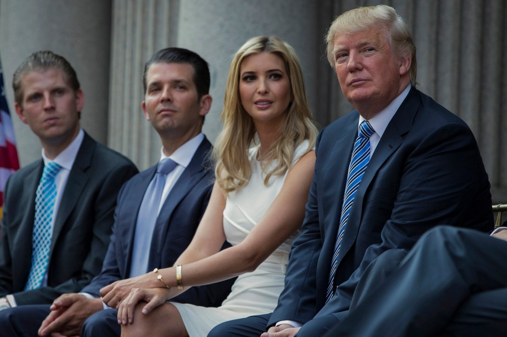 Donald Trump with his three eldest children: Ivanka, Don Jr. and Eric