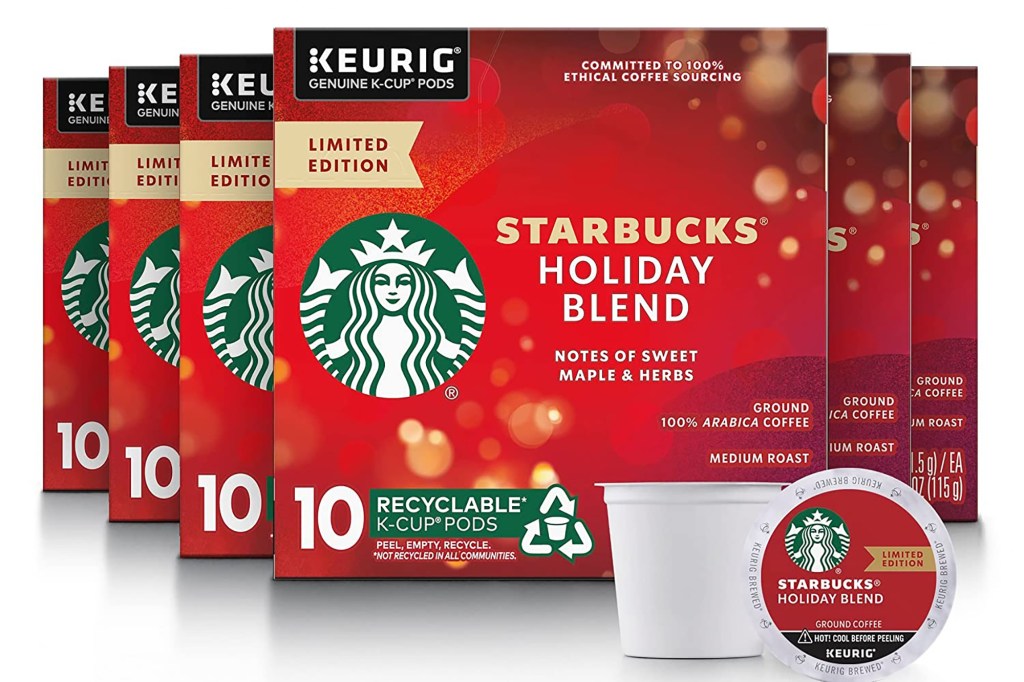A pack of Starbucks holiday coffee