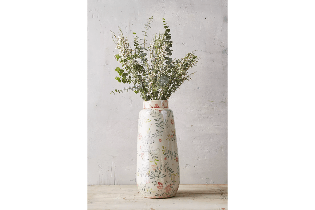 Distressed Rose + Vine Terracotta Vase