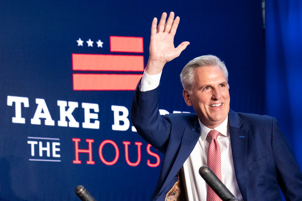 Rep. Kevin McCarthy, the Republican leader in the House, assured supporters that the GOP would win a majority even as results were still inconclusive.