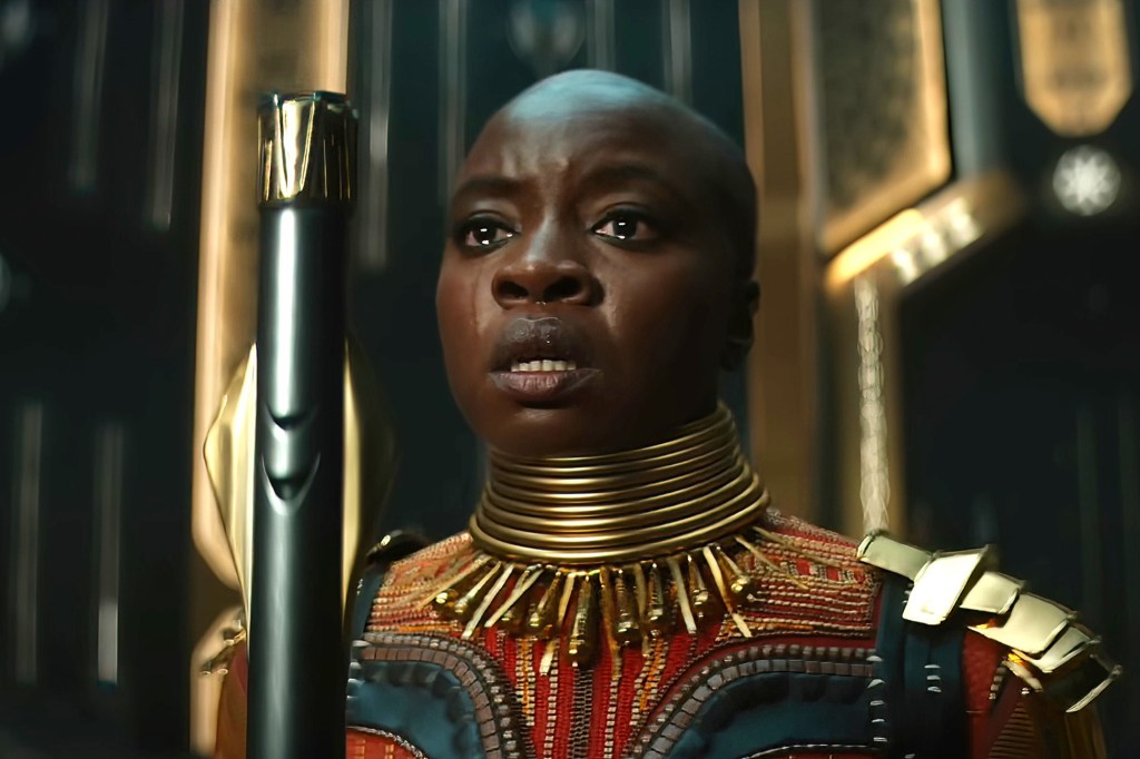 The warrior Okoye (Danai Gurira) has a tough road ahead. 