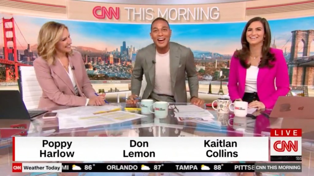 On set :CNN This Morning, new morning show featuring Don Lemon, Kaitlan Collins and Poppy Harlow