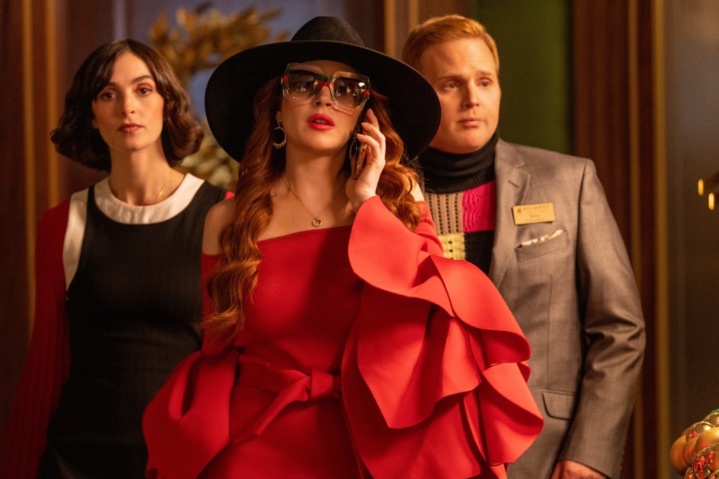 Lohan plays a spoiled hotel heiress in "Falling for Christmas." 