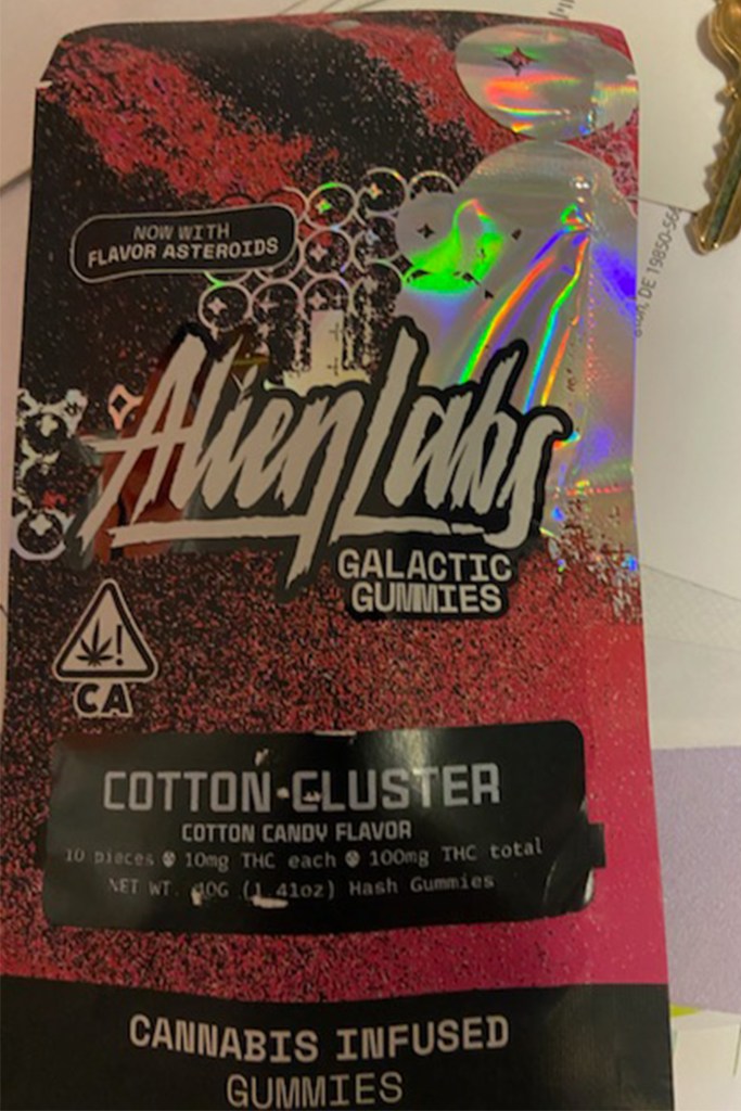 Cannabis-infused “Cotton Cluster” gummies for sale at Lefferts Exotics in Queens.