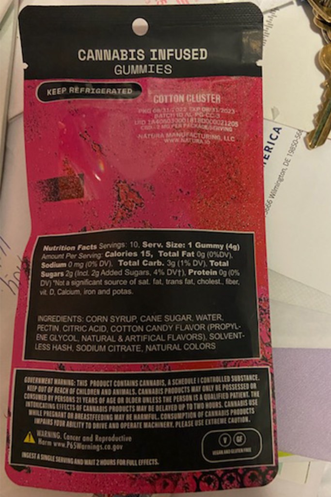The product contains 10 mg of THC for each gummy.