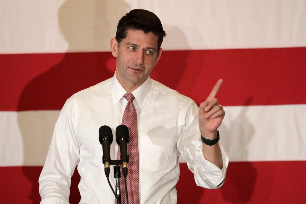 House Speaker Paul Ryan speaks during a campaign even in 2018.