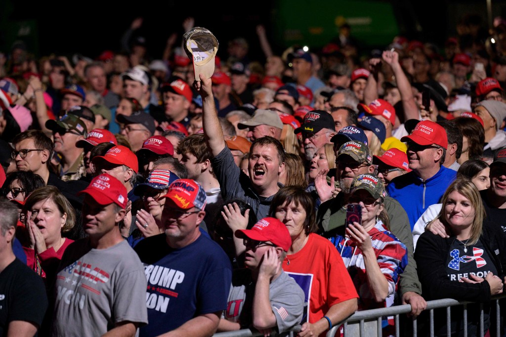 Crowds cheer former President Donald Trump at his appearance at a rally Saturday in Latrobe, Pa.