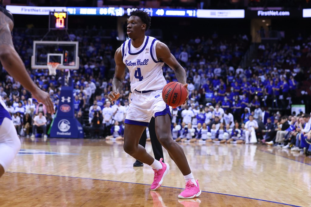 Seton Hall Pirates forward Tyrese Samuel (4) controls the ball