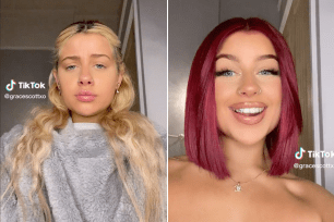 TikTok star Grace Scott stunned followers after cutting off her long blond locks and dying her newly shortened hair a shade of shocking red.