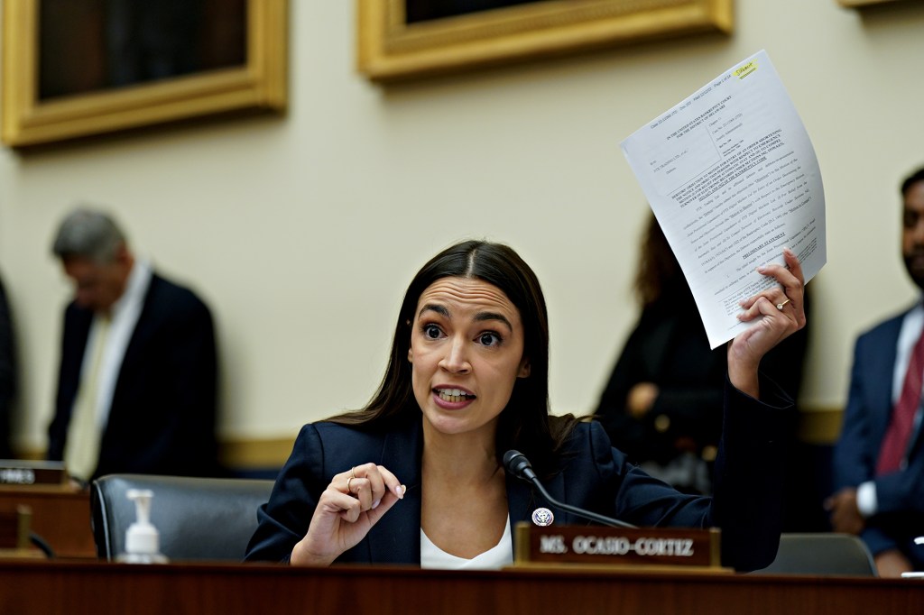 Rep. Alexandria Ocasio-Cortez at a House Financial Services Committee meeting