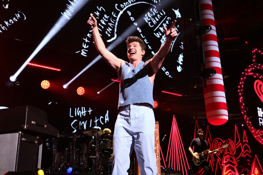 Charlie Puth reacts with the crowd during iHeartRadio Jingle Ball at Madison Square Garden on Friday, Dec. 10, 2022.