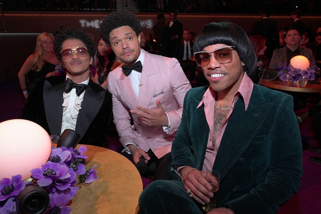 Trevor Noah and Silk Sonic at the 2022 Grammys.