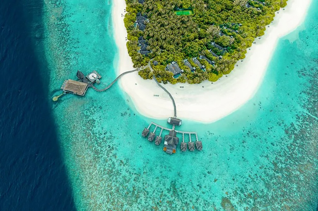 An aerial shot of the Maldives 