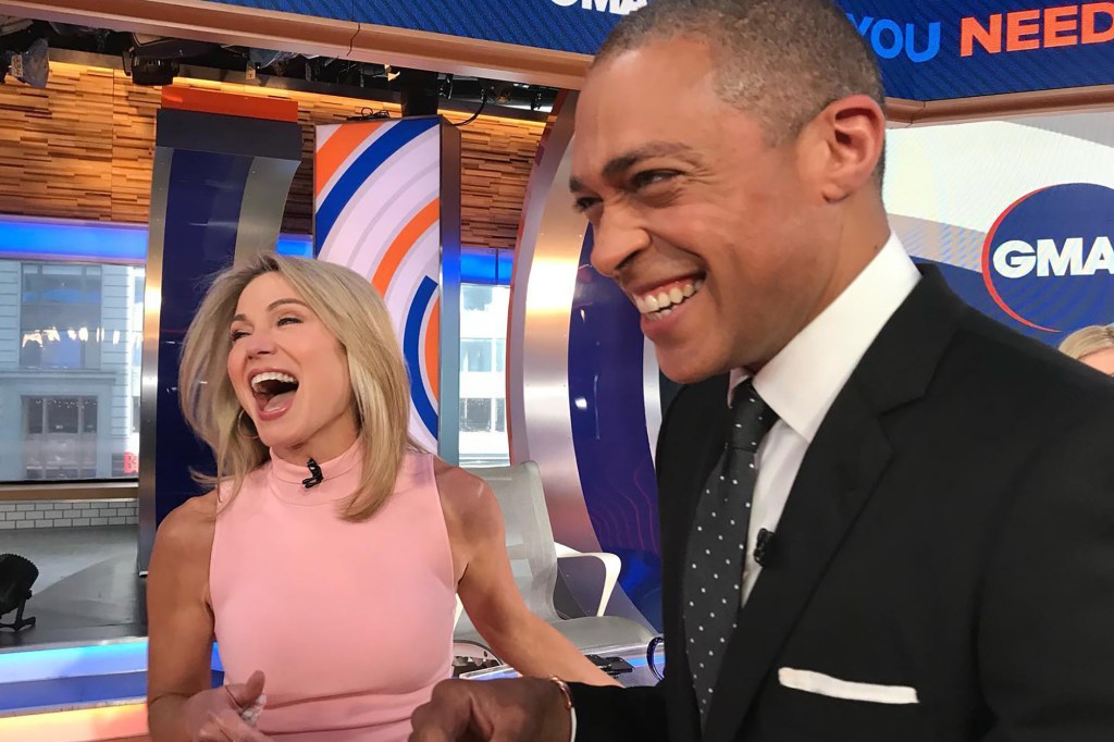 A picture of Good Morning America hosts T.J. Holmes and Amy Robach.