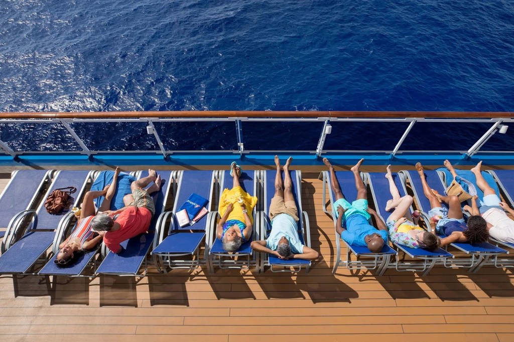 People tanning on a cruise